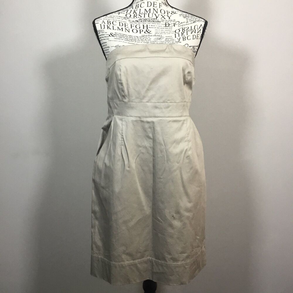 Strapless knee length dress pockets structured classy versatile sz 4 waist 30”